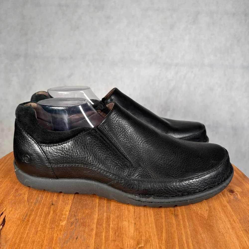 Born H48203 Slip On Loafers Mens 14 Black Good Leather Comfort Walking Shoes